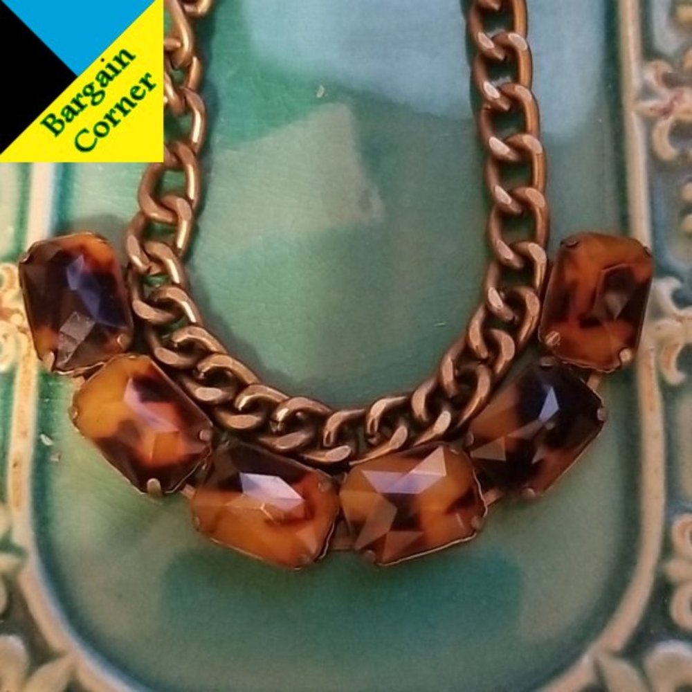 Chico's Antique Gold Faux Tortoise Shell Necklace